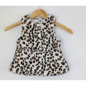 LITTLE ME Little Girls Soft Fluffy Faux Fur Leopard Print Vest Size 2T